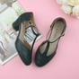 Dark Green Mid Heel Comfort T-Bar Brogue Heels, Image 4 of 6