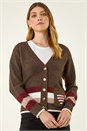 Chocolate Striped Heart Knit Cardigan, Image 4 of 5