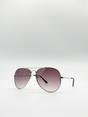 Silver Classic Aviator Metal Frame Sunglasses, Image 2 of 4