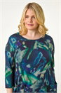 Navy  Curve Abstract Print Pocket Tunic Top, Image 4 of 5