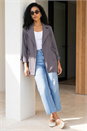 Grey Tie Waist Longline Jacket, Image 3 of 4