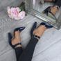Navy Blue High Heel Ankle Strap Pointed Toe Court Shoes, Image 5 of 6