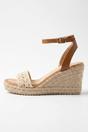 Beige Pearl Crochet Strap Espadrille Wedge Sandals, Image 1 of 5
