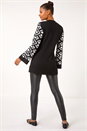 Black Patterned Sleeve Tunic Knit Jumper, Image 3 of 5