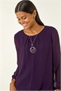 Purple Pleated Chiffon Necklace Top, Image 1 of 5