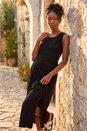 Black Crochet Bodice Midi Dress, Image 2 of 4