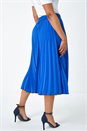 Royal Blue Petite Pleated Midi Skirt, Image 3 of 5