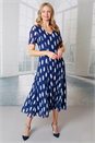 Navy Julianna Polka Dot Mesh Godet Midi Dress, Image 3 of 3