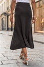 Black Plain Elastic Waist Knitted A Line Midi Skirt, Image 3 of 4