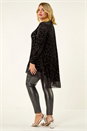 Black Curve Velvet Chiffon Hem Top, Image 3 of 4