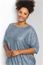 Silver Curve Shimmer Pleated Blouson Top, Image 2 of 5