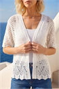 White Petite Pointelle Open Cardigan, Image 4 of 4