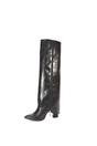 Black 'Allie' Knee High Boots Fold Over Point Toe Deco Zip, Image 5 of 6