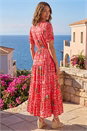 Red Petite Abstract Print Midi Dress, Image 3 of 4