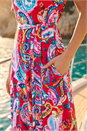 Red Petite Floral Tie Front Swing Dress, Image 4 of 4