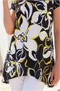 Yellow Textured Floral Hanky Hem Top, Image 4 of 4