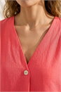 ORANGE Pleat Front V-Neck Top, Image 4 of 4