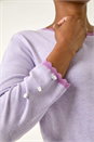 Lilac Scallop Neck Button Knit Jumper, Image 5 of 5