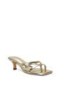 Gold XY LONDON Gold 'Tiana' Kitten Heel Sandal Mules With Toe Post, Image 2 of 6