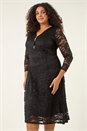 Black Curve Zip Front Lace Dress, Image 2 of 8