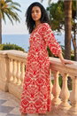 Red Foil Spot Detail Midi Dress, Image 2 of 4