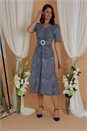 Navy Julianna Swirl Print Buckle Wrap Dress, Image 1 of 4