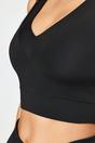 Black WOVCOR Black Padded V-Neck Wide Strap Longline Sports Bra, Image 3 of 4