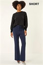 Navy Short Bootcut Stretch Trousers, Image 1 of 5