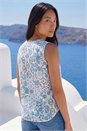 Blue Petite Printed Sleeveless Blouse, Image 3 of 4