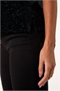 Teal Glitter Velvet Stretch Top, Image 5 of 5
