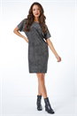 Black Glitter Spot Stretch Shift Dress, Image 2 of 5