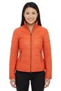 Orange Infinity Leather Orange Puffer Quilted Bomber Leather Jacket, Image 7 of 7