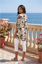 Ivory  Floral Buttoned V-Neck Top, Image 3 of 4