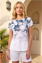 Grey Floral Print Embellished T-Shirt , Image 1 of 4