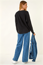 Black Floral Embroidery Knit Jumper, Image 3 of 6