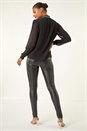 Black Sparkly Trim High Neck Top, Image 3 of 5