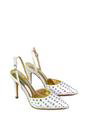 Ivory XY LONDON Ivory 'Shelly' Strappy Slingback Pointed Toe Diamante Stiletto Bridal Heels, Image 4 of 5