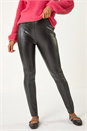 Black Faux Leather Stretch Legging, Image 4 of 5