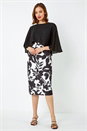 Ivory  Floral Cape Detail Stretch Shift Dress, Image 4 of 5