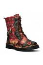 Red Womens Gothic Ankle High Boots-INCAS-036, Image 2 of 7