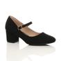 Black AJVANI Black Mid Block Heel Mary Jane Court Shoes, Image 1 of 6
