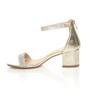 Gold AJVANI Gold Mid Block Heel Ankle Strap Sandals, Image 3 of 6