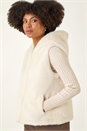Beige Hooded Faux Fur Gilet, Image 4 of 5