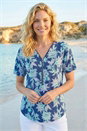 Blue Floral Print Zip Detail Top, Image 1 of 4