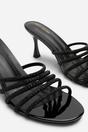 Black 'Ulani' Diamante Strappy Low Heeled Mules, Image 5 of 6