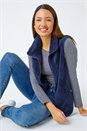 Midnight Blue Soft Sherpa Fleece Gilet, Image 1 of 5