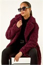 Wine Petite Teddy Longline Coat, Image 1 of 6