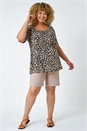 Natural  Curve Elastic Waist Turn Hem Stretch Shorts, Image 2 of 5