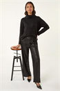 Black Sequin Wide Leg Trousers, Image 3 of 8
