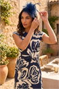 Navy  Two Flower Mesh Fascinator, Image 3 of 4